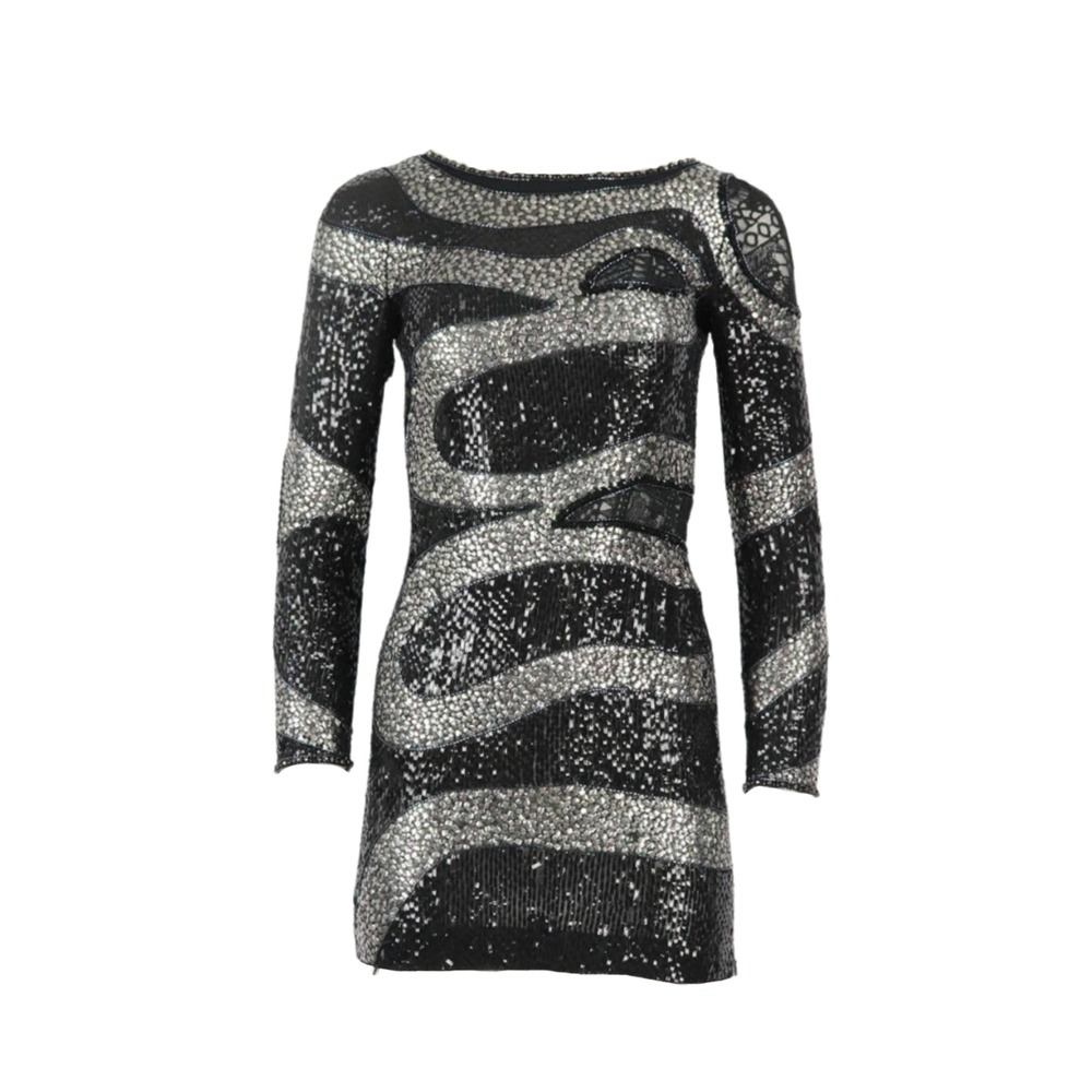 Emilio Pucci Vintage 2009 Sequin Embellished Geometric Patterned Lace Mini Dress
